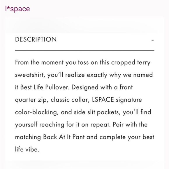 L*Space L Best Life Pullover‎ Pink Cream Terry Sweatshirt Sporty Colorblock New - Picture 10 of 12